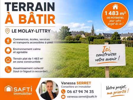 terrain constructible de 1483 m² en plein cœur du molay-littry