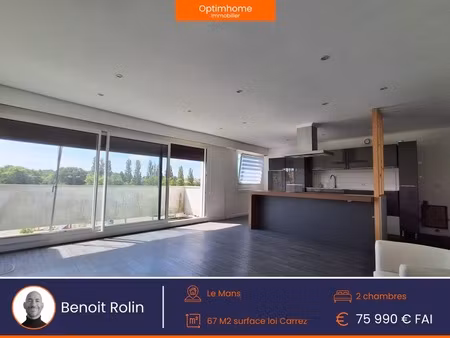 appartement f3 de 67 m² – grand balcon plein sud – idéal investissement locatif - au mans 