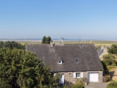 vue sur le mont saint-michel- maison en pierres