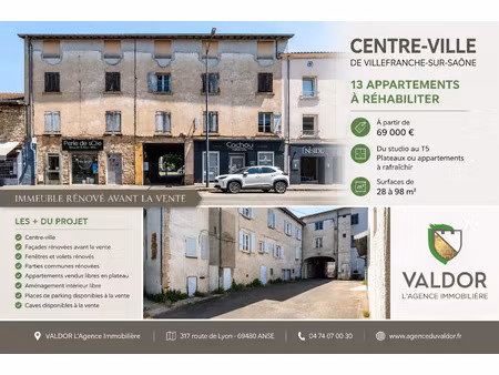 vente appartement 1 pièce 29 m² villefranche-sur-saône (69400)