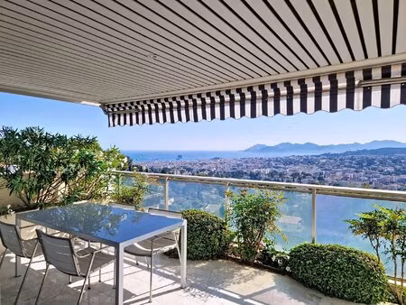 le cannet collines - grand appartement t4 traversant - pleine vue mer