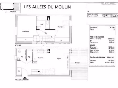 duplex 3 pièces 58 m²