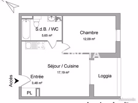 appartement 2 pièces 38 m²
