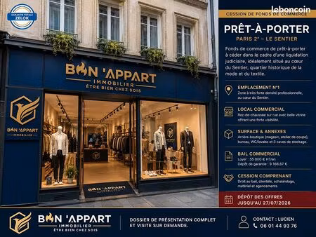 fonds de commerce  prêt-à-porter paris