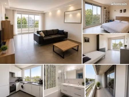 grand 3 pièces meublé de standing – 80 m² – balcon plein sud – parking