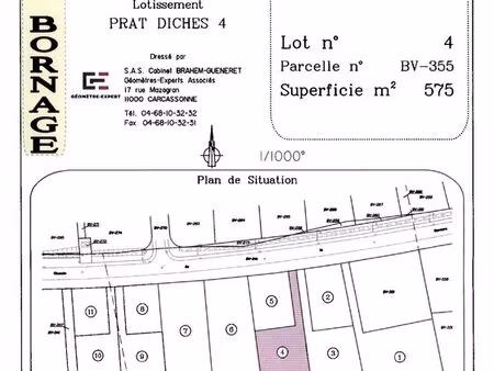 terrain à bâtir viabilisé – 575 m² – limoux (11300)