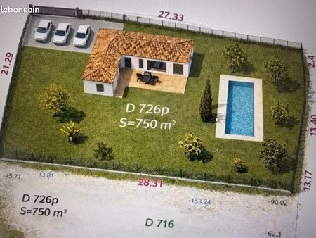 terrain 750m2 viabilisé avec vue