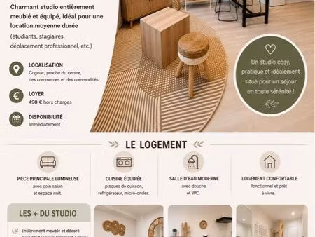 studio meublé à louer – disponible immédiatement