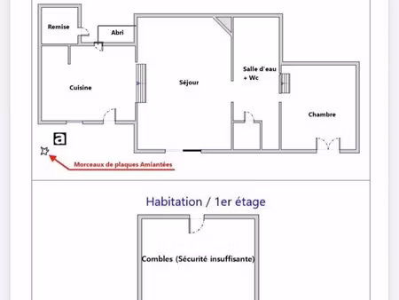 maison 50m2 1500m2 à reconstruire