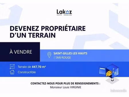 terrain 448 m² saint gilles les hauts