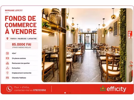 vente locaux professionnels 40 m² à paris 9ème (75009)  85 000 €