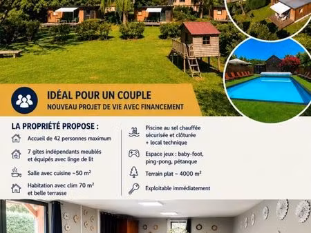 projet de vie en dordogne  pour couple . propriété de 7 gites + habitation+ piscine en pér