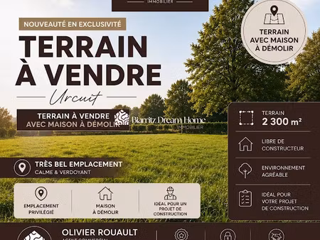 vente terrain à batir 2300 m² à urcuit (64990)  180 000 €