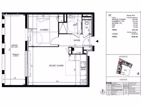 appartement 2 pièces 48 m²
