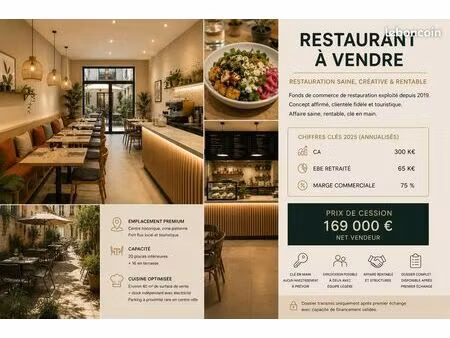 fonds de commerce - restaurant rentable clé en main - montpellier centre historique