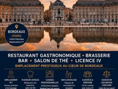 bar  brasserie  fonds de commerce  restaurant  salon de thé bordeaux