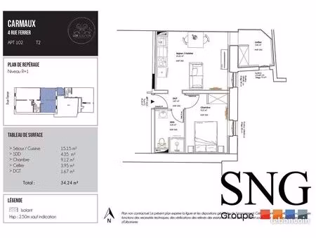 appartement 2 pièces 34 m²