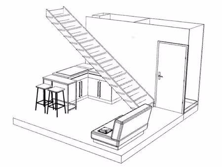 t1 bis duplex meublé