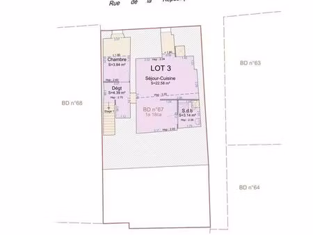 studio 2 pièces 38 m²