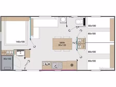 mobilhome 3 chambres 6-8 pers. parcelle camping 4