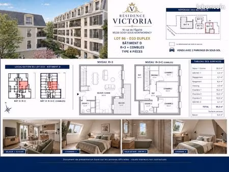 résidence victoria – duplex t4 de 95 m² avec balcon et 2 parkings