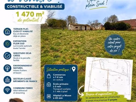 terrain constructible viabilisé à vendre