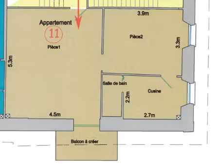 vente appartement 2 pièces 46 m² jausiers (04850)