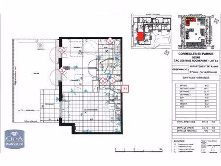 appartement à louer 3 pièces 59.32 m² - cormeilles-en-parisis (95) - 1 057€