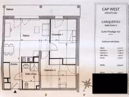 vente appartement 3 pièces à carquefou (44470) : à vendre 3 pièces / 56m² carquefou