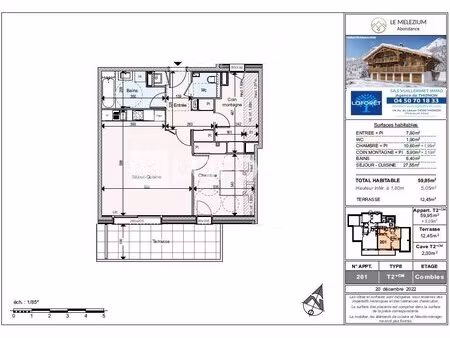 appartement 2 pièces de 57m² + terrasse  cave  garage