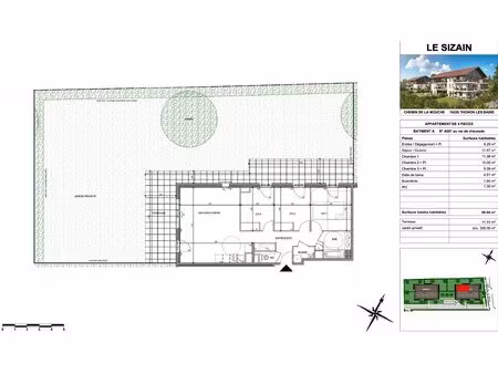 appartement 4 pièce(s) 80 04 m2 avec jardin + terrasse + garage double