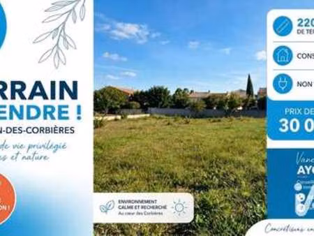 vente terrain à thézan-des-corbières (11200) : à vendre / 220m² thézan-des-corbières