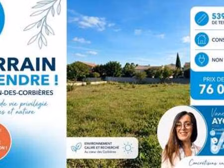 vente terrain à thézan-des-corbières (11200) : à vendre / 539m² thézan-des-corbières
