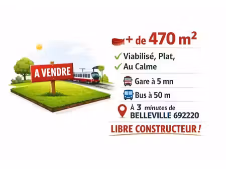 terrain à vendre de 475 00 m² taponas (69) - terrain au calme   viabilisé belle expo - a 3