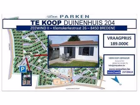 à vendre : maison de dunes 204  domaine de vacances zeewind