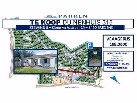 à vendre : maison de dunes 315  complexe de vacances zeewind
