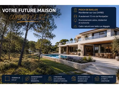 vente terrain 1050 m² à montferrier-sur-lez (34980)  449 000 €