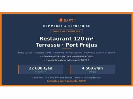 fonds restaurant 120 m² + terrasse — port fréjus