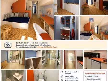 studio meublé rénové à neuf + jardin privatif – toutes charges incluses – gare/chalucet – 