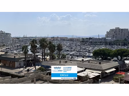 carnon-plage f3 traversant avec loggia vue dominante port +p