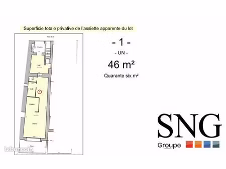 appartement 1 pièce 46 m²