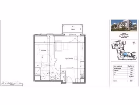 appartement 2 pièces 46 m²