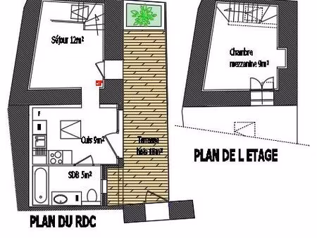 maisonnette duplex avec cour privative