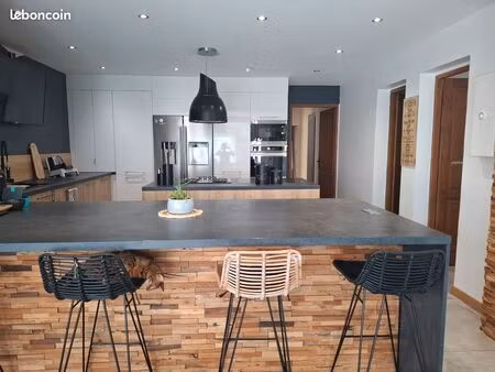 ? maison atypique de 137 m² – 3 grandes chambres – 2 jardins – garage – cuisine d’été – pi