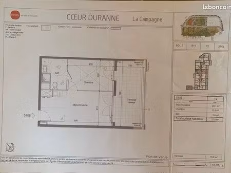 appartement t2 de 37 m² avec grande terrasse et garage - aix-en-provence la duranne