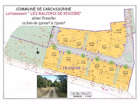 carcassonne ? terrain constructible viabilisé de 521 m² dans le lotissement les balcons de