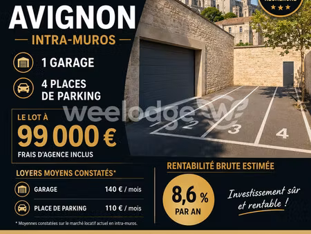 1 garage et 4 places de parking en lot