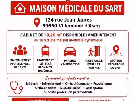 loue local professionnel dans maison médicale