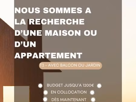 ? recherche maison ou appartement t3 avec extérieur