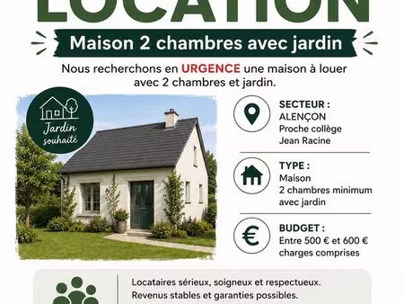 recherche petite maison avec 2 chambres sur alençon
